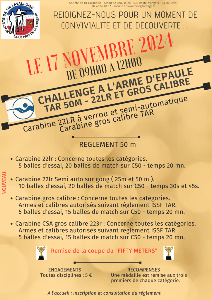 STL - Le 17 Novembre 2024 - Challenge à l arme d épaule 50m